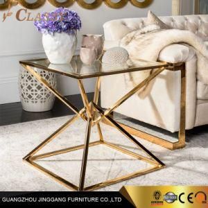 Metal Furniture Glass Coffee Side Table for Home Hotel Use