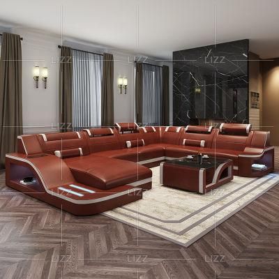 Foshan Factory Sale by Bulk Modern Home Decor Furniture Set Classical Living Room Genuine Leather with Coffee Table