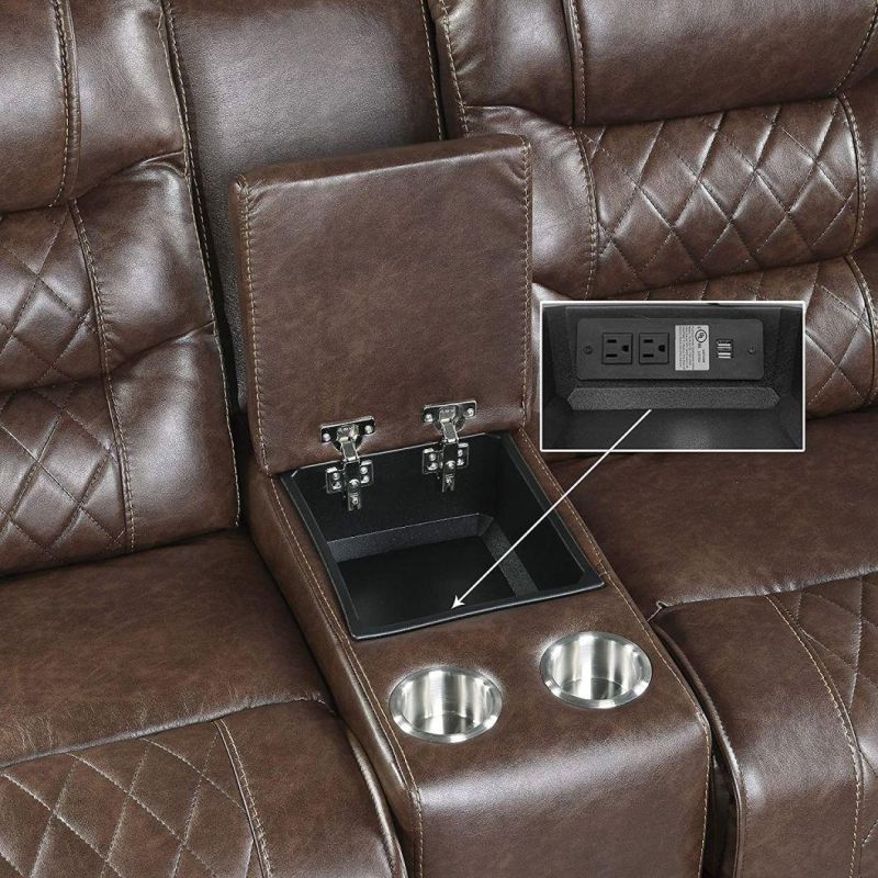 Jky Furniture Luxury Top Grain Leather Manual Recliner Sofa Set for (3+2+1) with Modern Diamond Shape