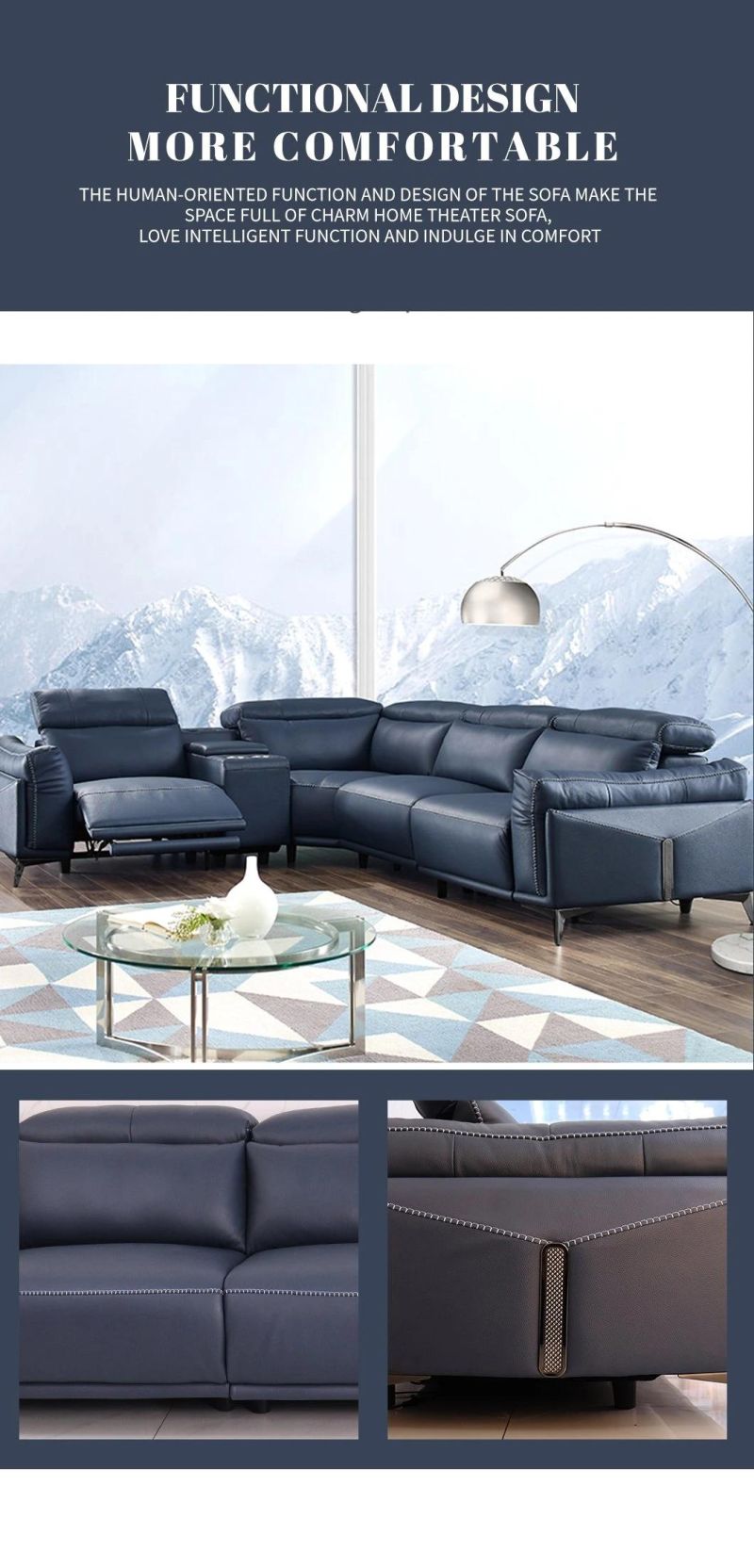Luxury Smart Home High Back Sectional Recliner Sofa