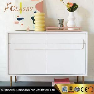 White Lacquer Metal Legs Living Room Cabinet Furniture