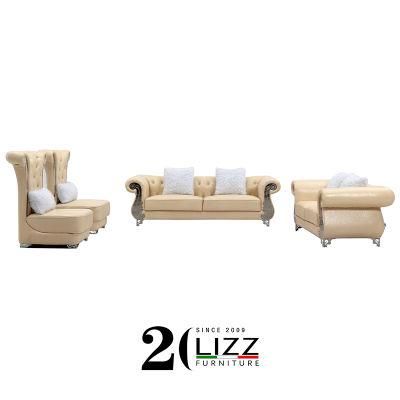 Classic European Style Living Room Furniture Luxury Genuine Leather Sofa