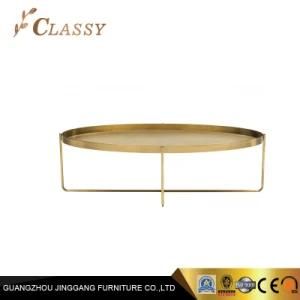 Golden Metal Oval Coffee Table for Living Room