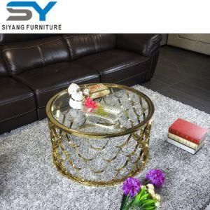High Grade Rose Gold Stainless Steel Glass Coffee Table