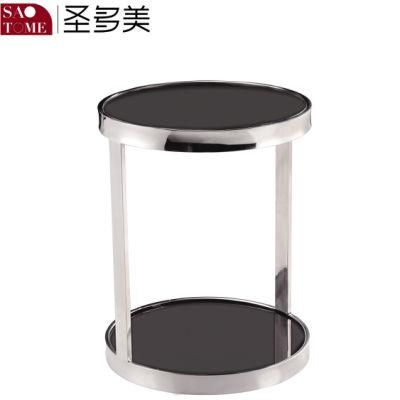 Modern Living Room Furniture Black Glass Round End Table