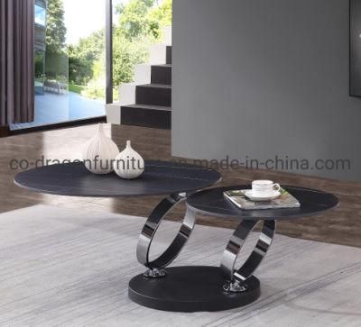 Modern Furniture Luxury Steel Tea Table Combination with Marble Top