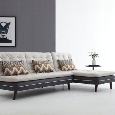 Leisure Luxury Corner Solid Wooden Modern Home Sofa with Simple Morden Design, 3+1 Seaters