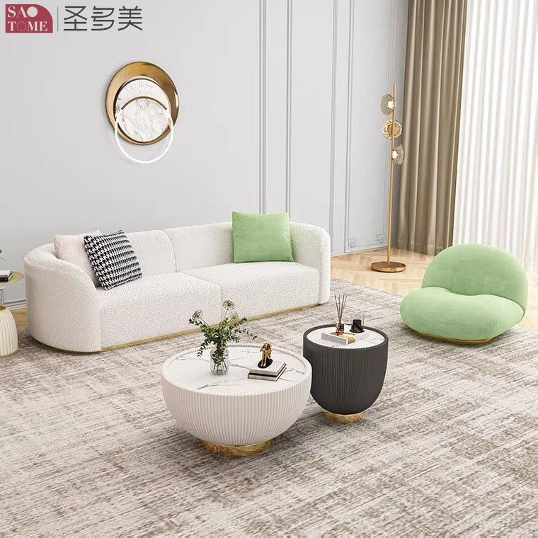 New Style Home Furniture Living Room Coffee Table Metal PU Leather Round Side Table Bedroom Table Melamine Laminated Tea Table