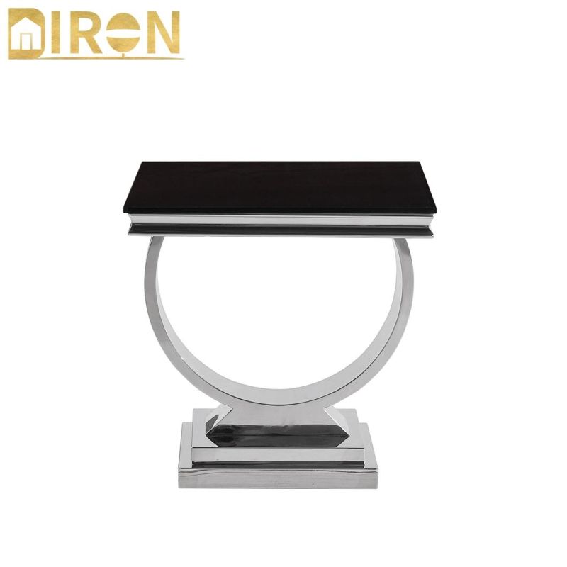 Hotel Furniture Home Living Room Side Table with Marble and Stainless Steel