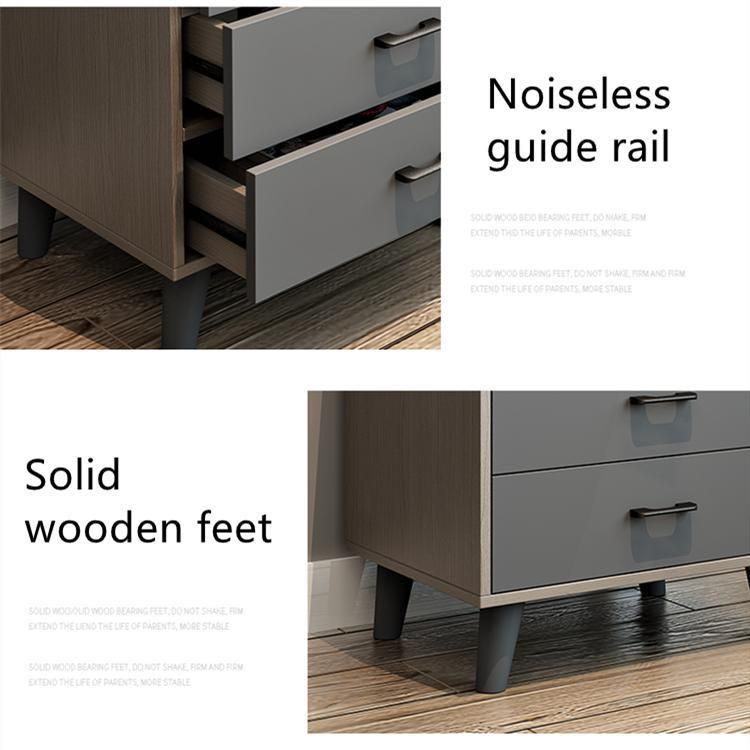 Nordic Simple Style Wooden Grey Color Bedroom Furniture Bed Side Table Night Stand