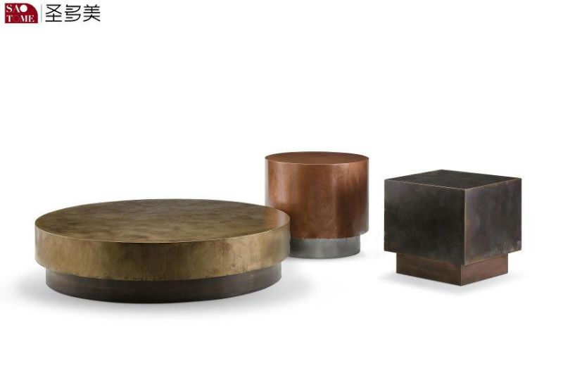 Modern Luxurious Family Living Room Wooden Metal Paint Round Table