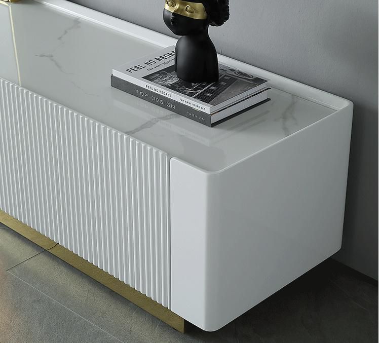 Modern Minimalist Light Luxury White Rock Board TV Cabinet 0272