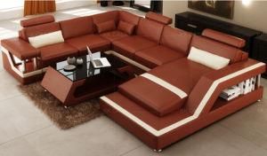 Modern Leather U Shape Corner Sofa American Red Sofa