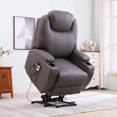 Jky Furniture Leather Power Electric Assist Lift Recliner Chair Reclining with Massage Function and Cup Holder for The Elderly