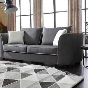 Dark Gray Three Seat Fabric Sofa for Living Room