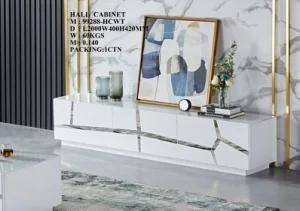 MDF Stainless Steel Living Room TV Stand Hall Cabinet Tempered Glass Modern Home Furniture
