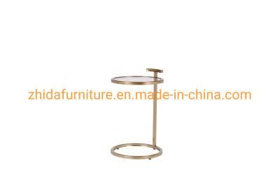 Chinese Contemporary Style Classic Marble Glass Golden Side Table