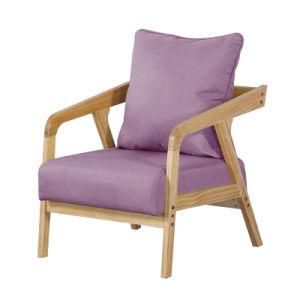 Modern Simple Solid Wood Fabric Sofa 1 Seat Sofa Violet for Living Room Furniture