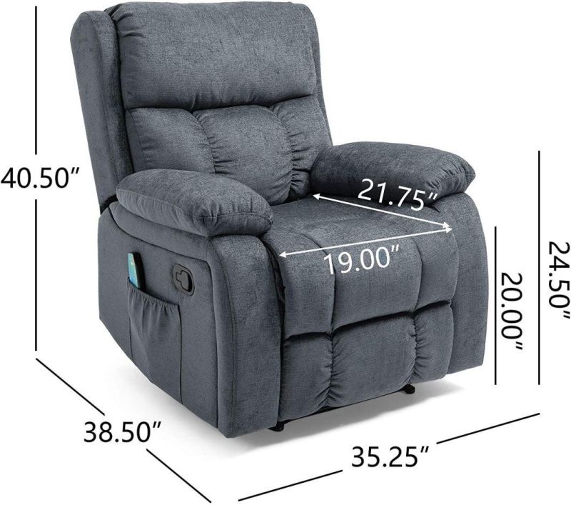 Jky Furniture Massage Function Fabric High Adjustable Over-Filled Caushion Manual Recliner for Living Room