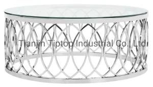 Contemporary Luxury Stainless Frame with Tempered Glass Top Coffee Table