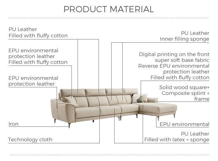 Hot Wood Down Corner Sectional L Shape Furniture Genuine Leather Sofa S100