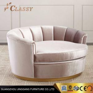 Stainless Steel Base Pink Velvet Sofa Modern Corner Sofa