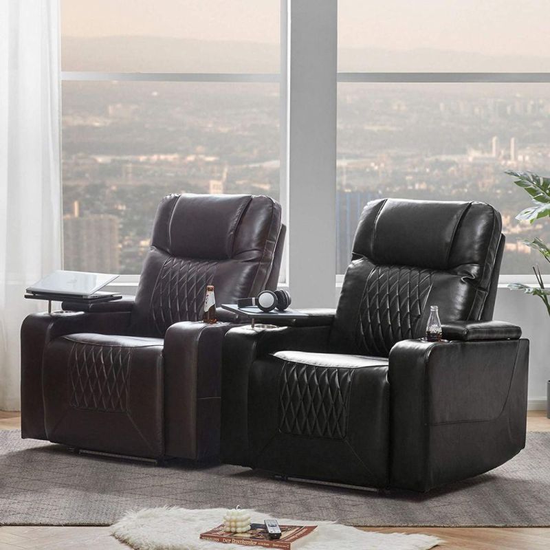 Jky Furniture Multifunction Leatherhome Theater Power Recliner Sofa Set with Customerization Functions