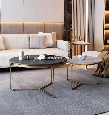 Stylish Modern Living Room Furniture Sets Steel Frame Marble Side Table