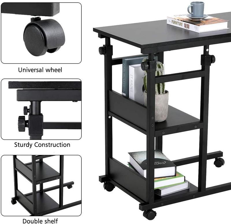 Side Tables on Wheels with Height-Adjustable Storage Shelves in The Living Room and Bedroom 0326