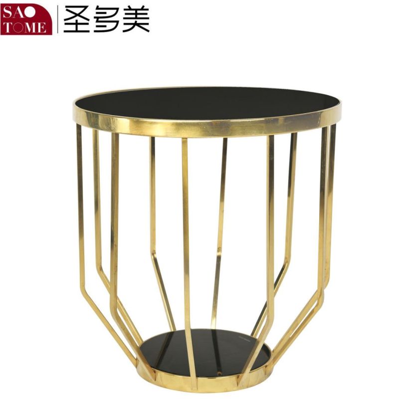 Hot Selling Stainless Steel Black Glass Round End Table
