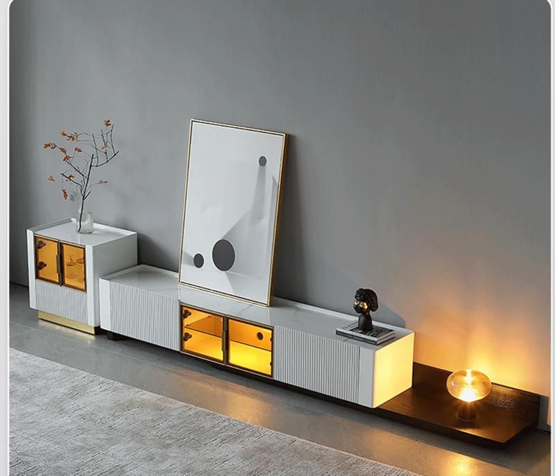 Modern Minimalist Light Luxury White Rock Board TV Cabinet 0272