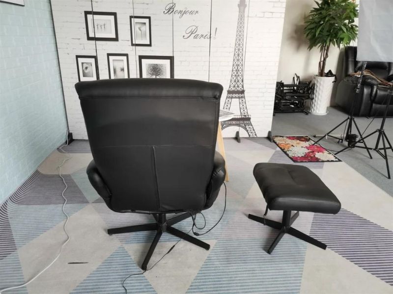 Jky Furniture Stressless Technology Fabric Leisure Recliner Chair with Ottoman and 8 Points Vibration Massage Function