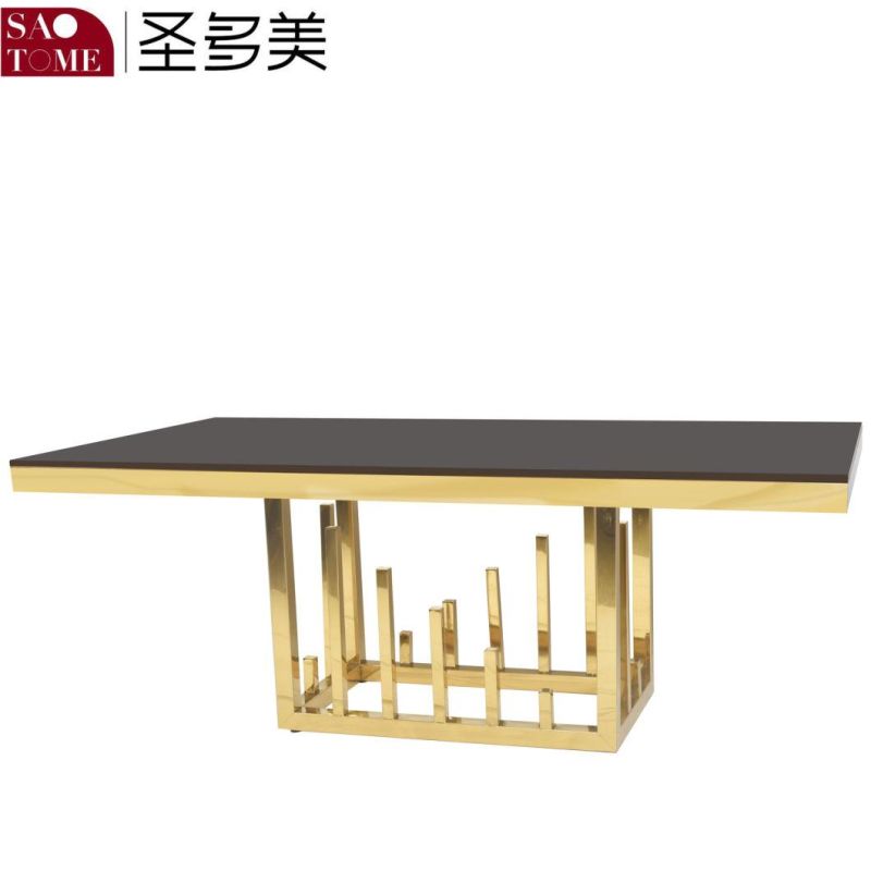 Modern New Style Stainless Steel Black Glass End Table in Living Room
