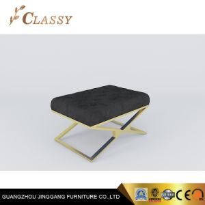 Mirrr Powder Coated Legs Bedroom Stools Ottoman Furniture with Black Velvet