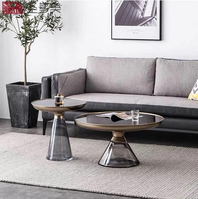 New Style Home Furniture Living Room Coffee Table Metal Glass Side Table Bedroom Table Melamine Laminated Tea Table