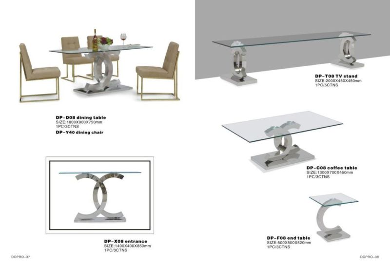 European Design Artificial Marble TV Stand with Stainless Steel Bottom Column