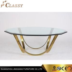 Creative Round Glass Coffee Table with Chrome Stainless Steel Base
