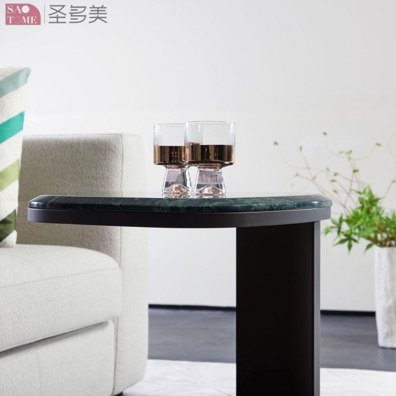 Modern Home Living Room Metal Frame Green Marble Coffee Table
