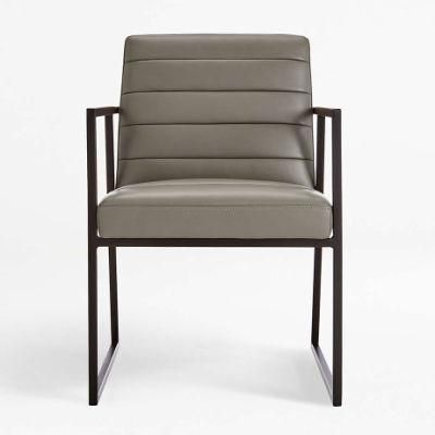 The Factory Recommends Brown Leather Furniture Dining Chairs with Armrests for Restaurants and Cafes