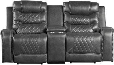 Jky Furniture Luxury Top Grain Leather Manual Recliner Sofa Set for (3+2+1) with Modern Diamond Shape