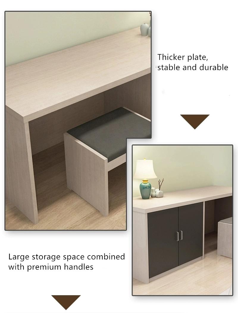 Durable Wooden Bedroom Furniture Bookcase Decoration Office Storage Drawer Dressing Table with Chair