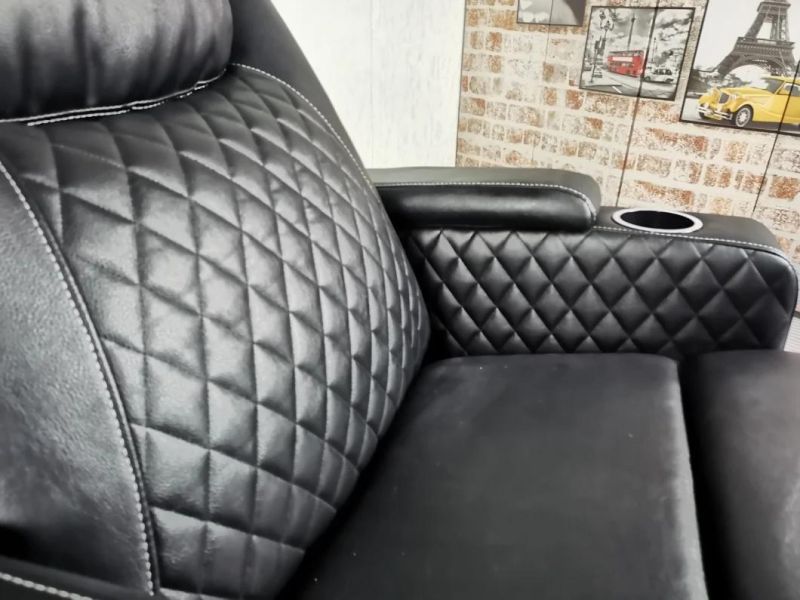 Jky Furniture 3 Piece Adjust Headrest Air Leather Power Recliner Home Theater Sofa Set with Two Type Coffee Table