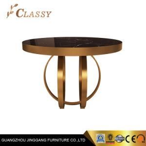 Modern Luxury Round Marble Side Table Coffee Table with Metal Base
