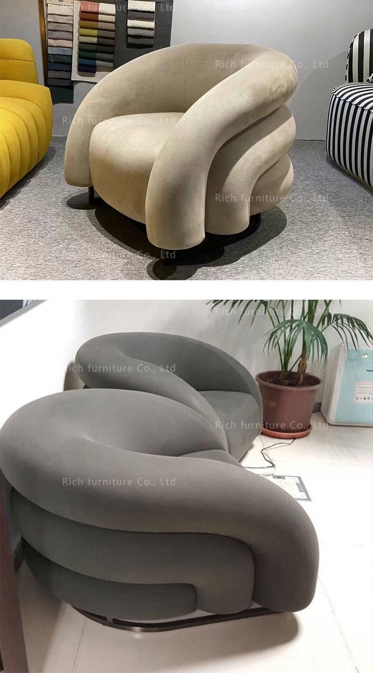 Modern Creative Luxury Style Furniture Velvet Fabric Tub Accent Sofa Chair Nordic Design Piping Living Room Leisure Armchair