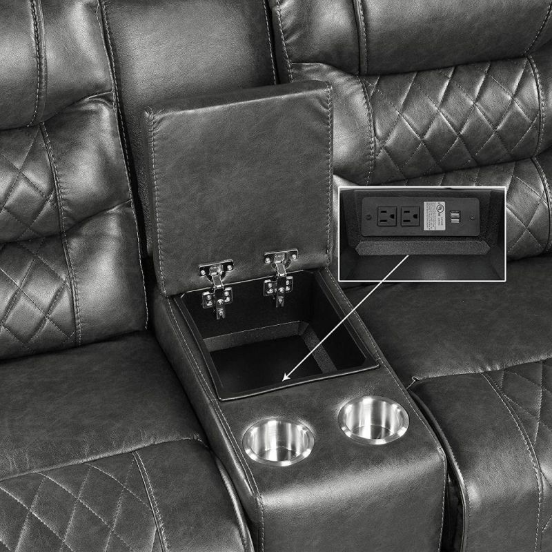 Jky Furniture Luxury Top Grain Leather Manual Recliner Sofa Set for (3+2+1) with Modern Diamond Shape
