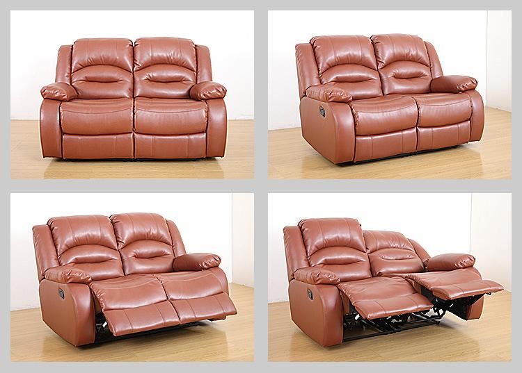 Jky Furniture Modern Design Air Breathable Leather Manual Recliner Sofa Set for (3+2+1) with Over-Filled Cushion and Customizable Drop Down Table