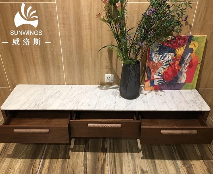 Marble Top TV Stand High Grade Ash Wood Frame