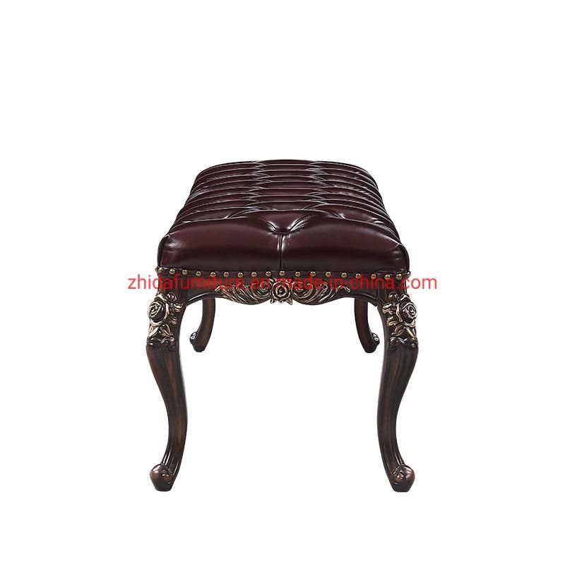 Genuine Leather Antique Style Modern Wooden European Style Wooden Stool