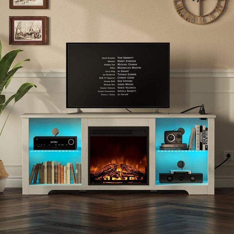 Modern Fireplace TV Stand TV Cabinet TV Console with LED Light for Living Room