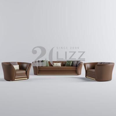 Leisure Sectional Home Apartment Furniture Set European Modern Italian Real Leather Couch Sofa Set